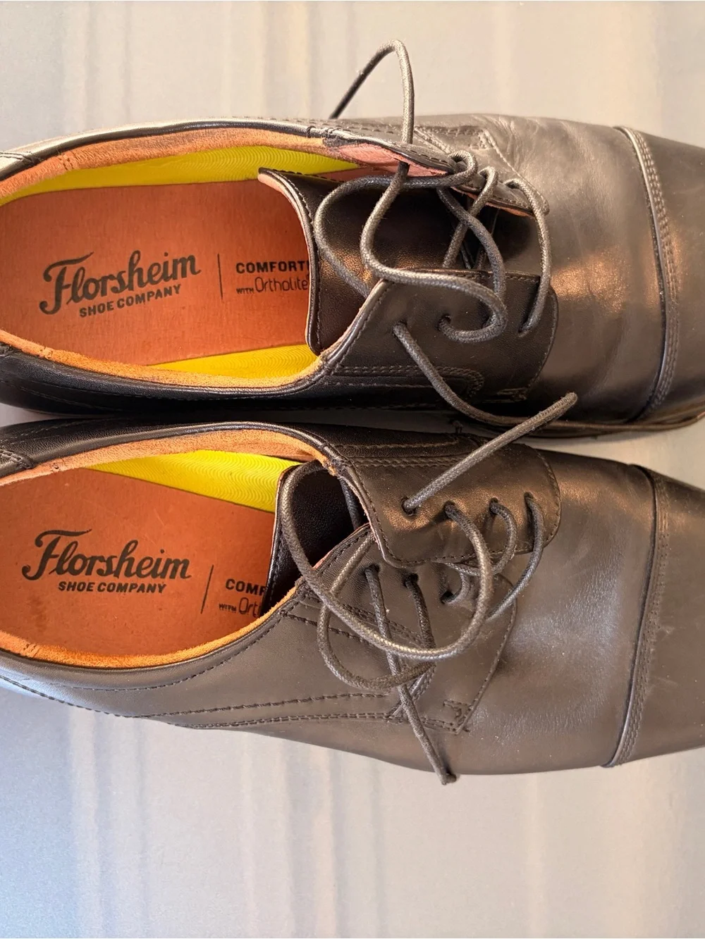Florsheim Black Cap-Toe Leather Derby Shoes - Picture 3 of 4